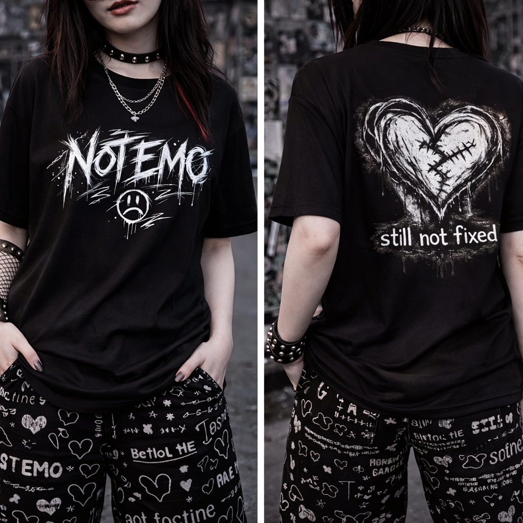 Not Emo T‑Shirt — 'Still Not Fixed' (NOT EMO Collection)